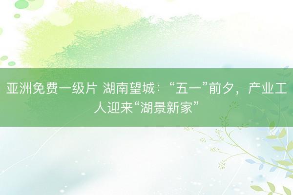 亚洲免费一级片 湖南望城：“五一”前夕，产业工人迎来“湖景新家”