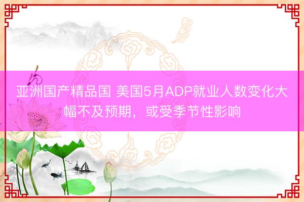 亚洲国产精品国 美国5月ADP就业人数变化大幅不及预期，或受季节性影响