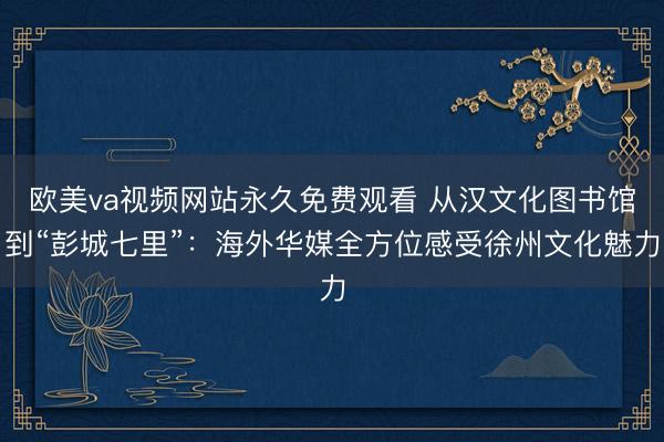 欧美va视频网站永久免费观看 从汉文化图书馆到“彭城七里”:海外华媒全方位感受徐州文化魅力
