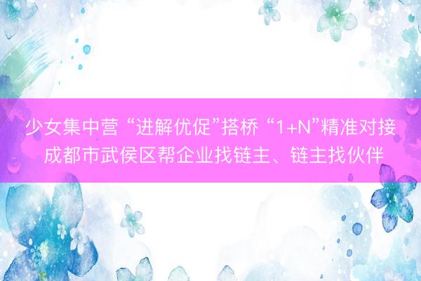 少女集中营 “进解优促”搭桥 “1+N”精准对接 成都市武侯区帮企业找链主、链主找伙伴