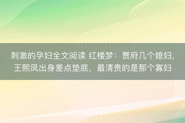 刺激的孕妇全文阅读 红楼梦：贾府几个媳妇，王熙凤出身差点垫底，最清贵的是那个寡妇