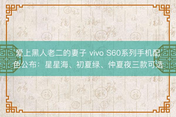 爱上黑人老二的妻子 vivo S60系列手机配色公布：星星海、初夏绿、仲夏夜三款可选