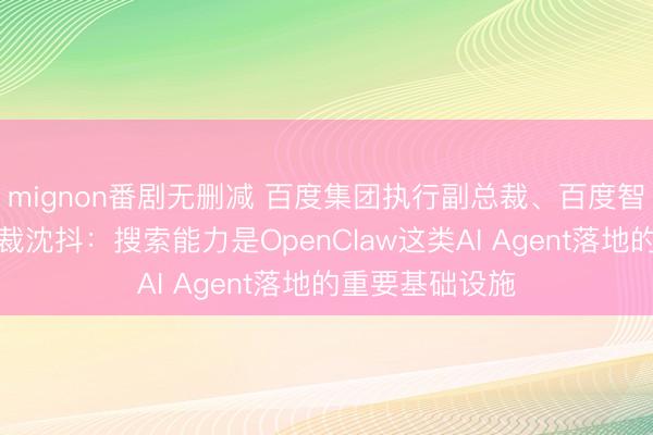 mignon番剧无删减 百度集团执行副总裁、百度智能云事业群总裁沈抖：搜索能力是OpenClaw这类AI Agent落地的重要基础设施