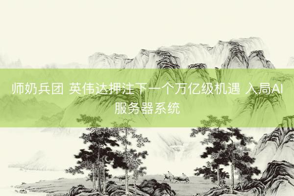 师奶兵团 英伟达押注下一个万亿级机遇 入局AI服务器系统