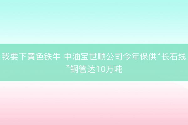 我要下黄色铁牛 中油宝世顺公司今年保供“长石线”钢管达10万吨