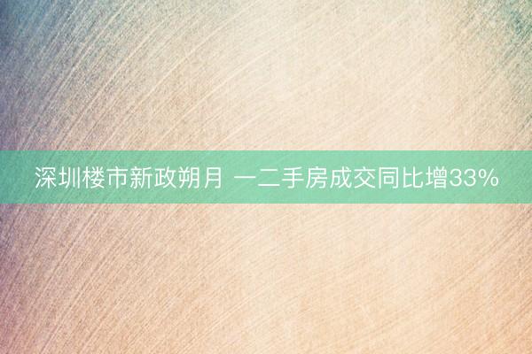 深圳楼市新政朔月 一二手房成交同比增33%