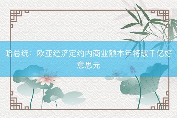 哈总统：欧亚经济定约内商业额本年将破千亿好意思元