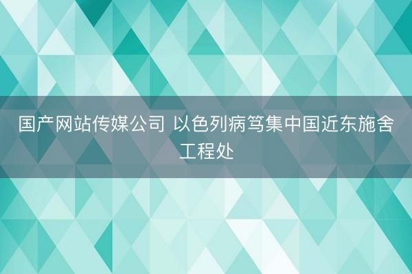 国产网站传媒公司 以色列病笃集中国近东施舍工程处