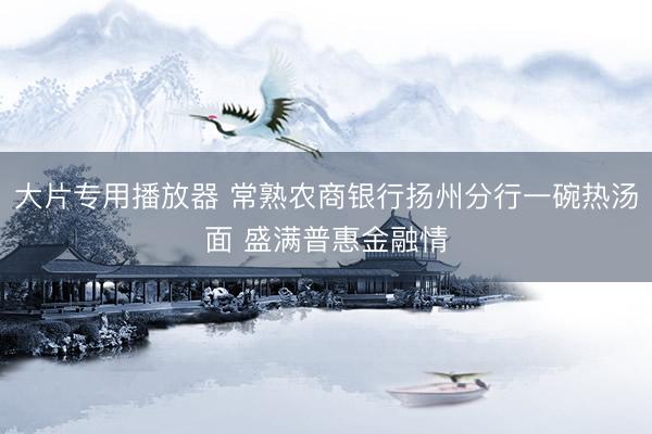 大片专用播放器 常熟农商银行扬州分行一碗热汤面 盛满普惠金融情