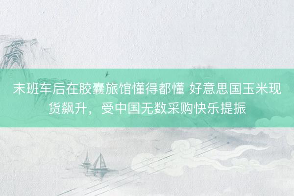 末班车后在胶囊旅馆懂得都懂 好意思国玉米现货飙升，受中国无数采购快乐提振