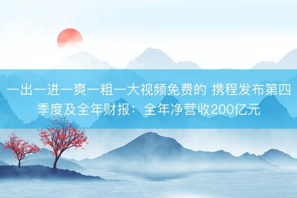 一出一进一爽一粗一大视频免费的 携程发布第四季度及全年财报：全年净营收200亿元