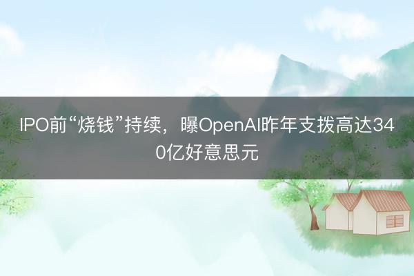 IPO前“烧钱”持续，曝OpenAI昨年支拨高达340亿好意思元